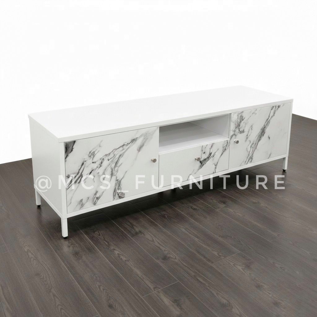 MEJA TV 160 CM FULL BESI MOTIF MARBLE