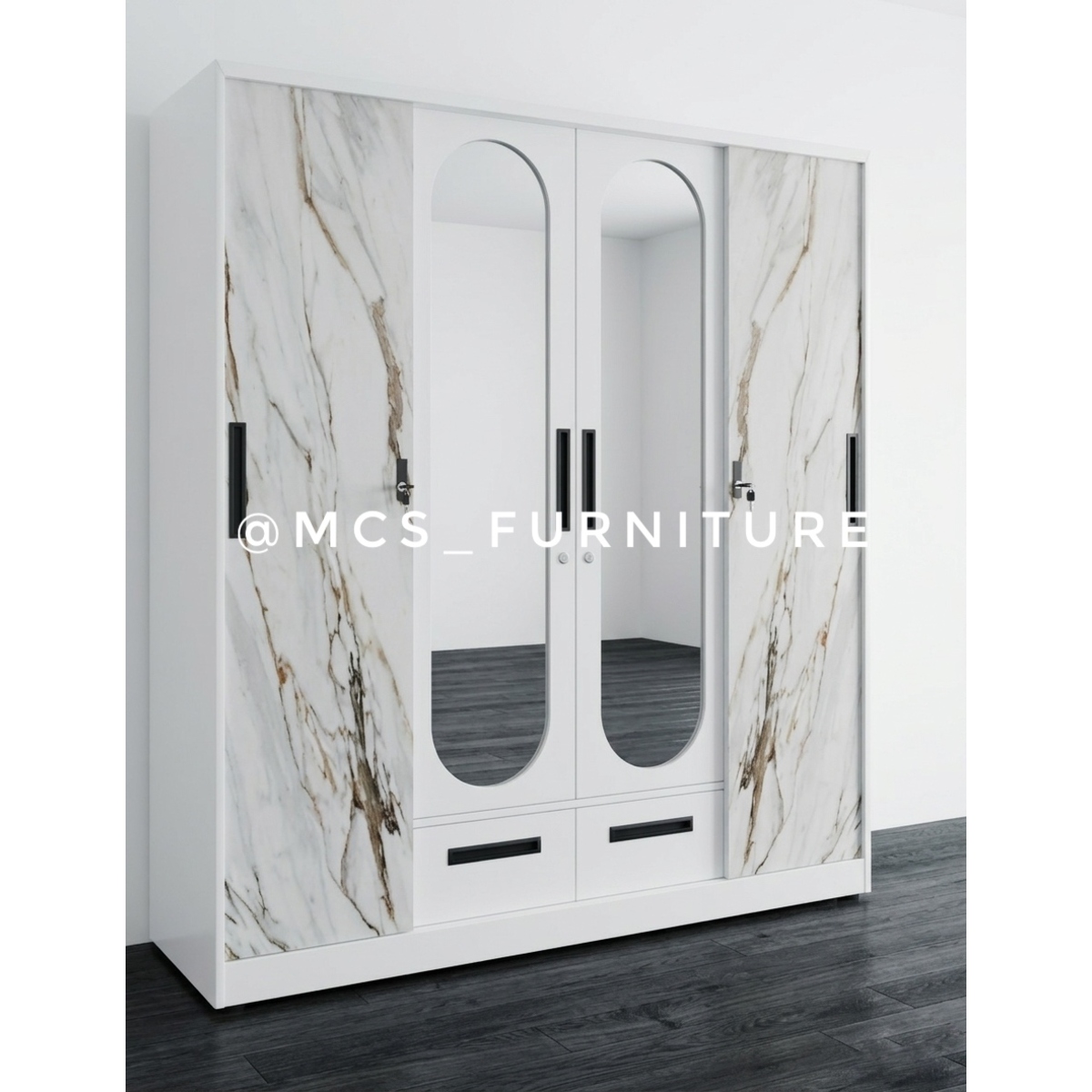 LEMARI BESI 4 PINTU SLD MARBLE