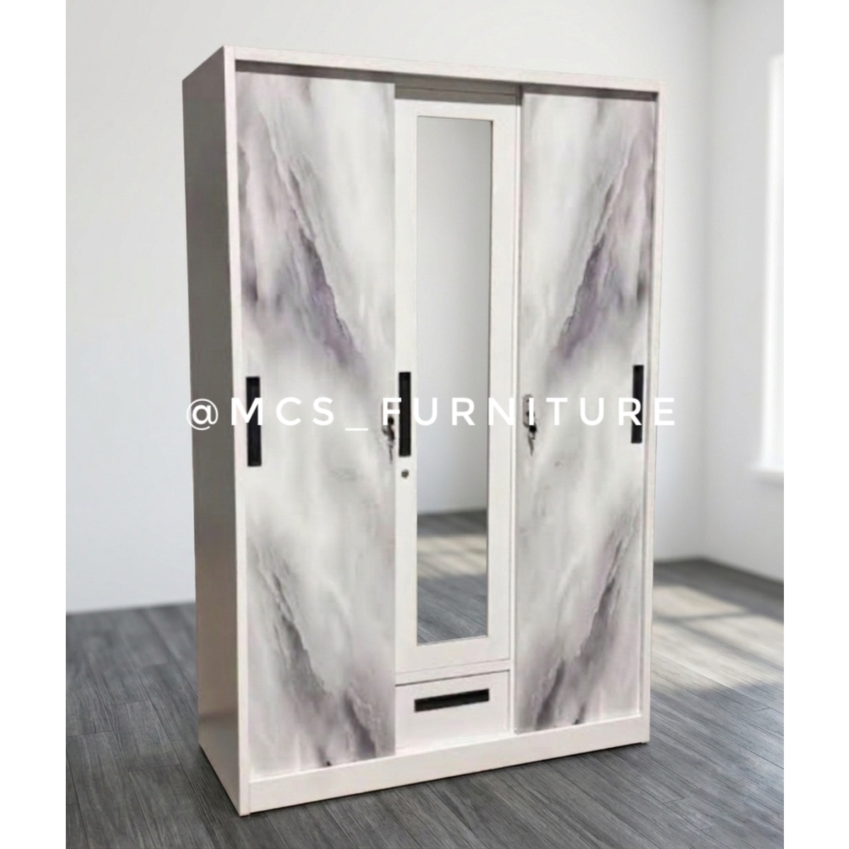 LEMARI BESI 3 PINTU 120 CM MARBLE