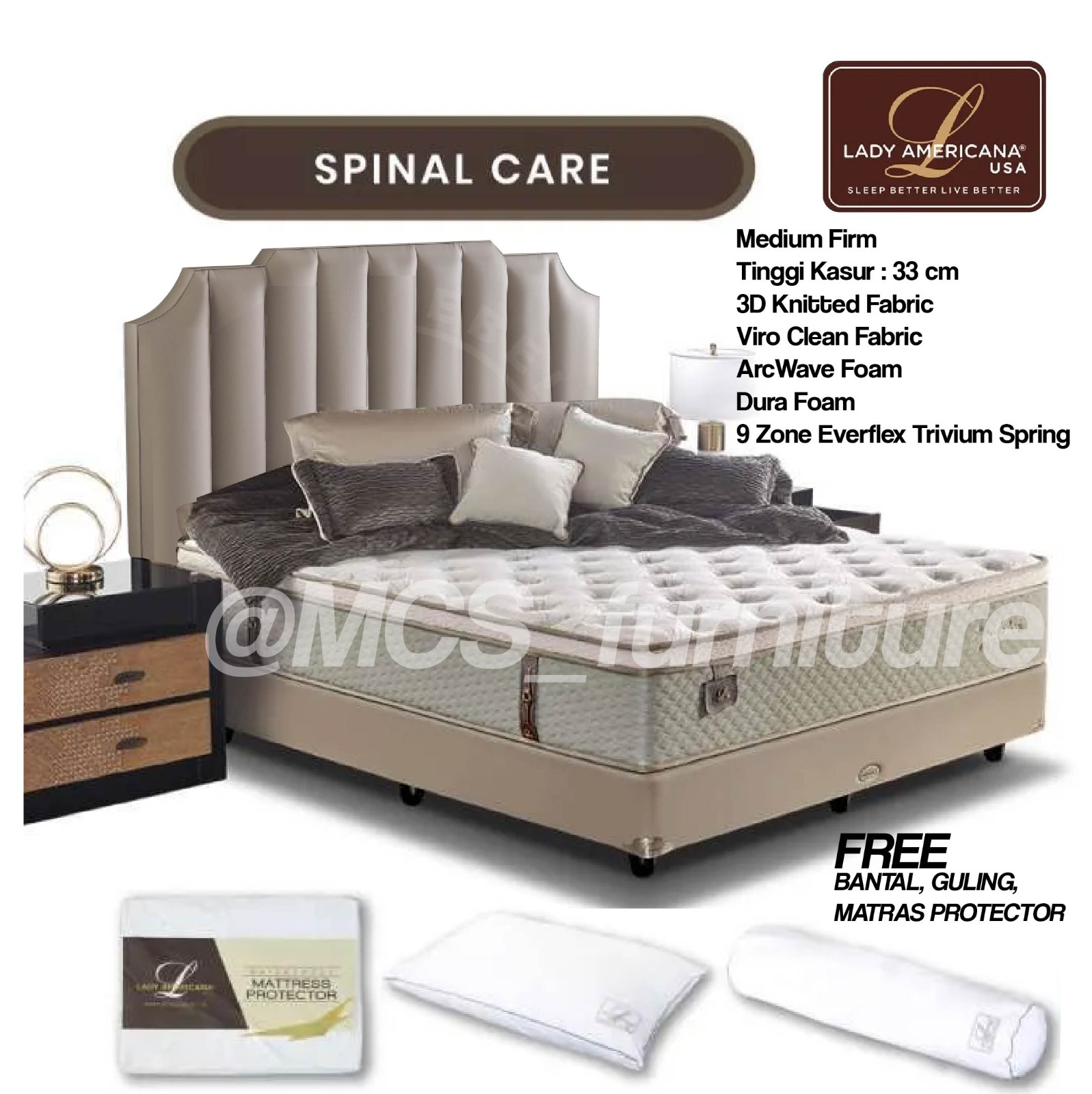 KASUR SPRINGBED LADY AMERICANA SPINALCARE SET