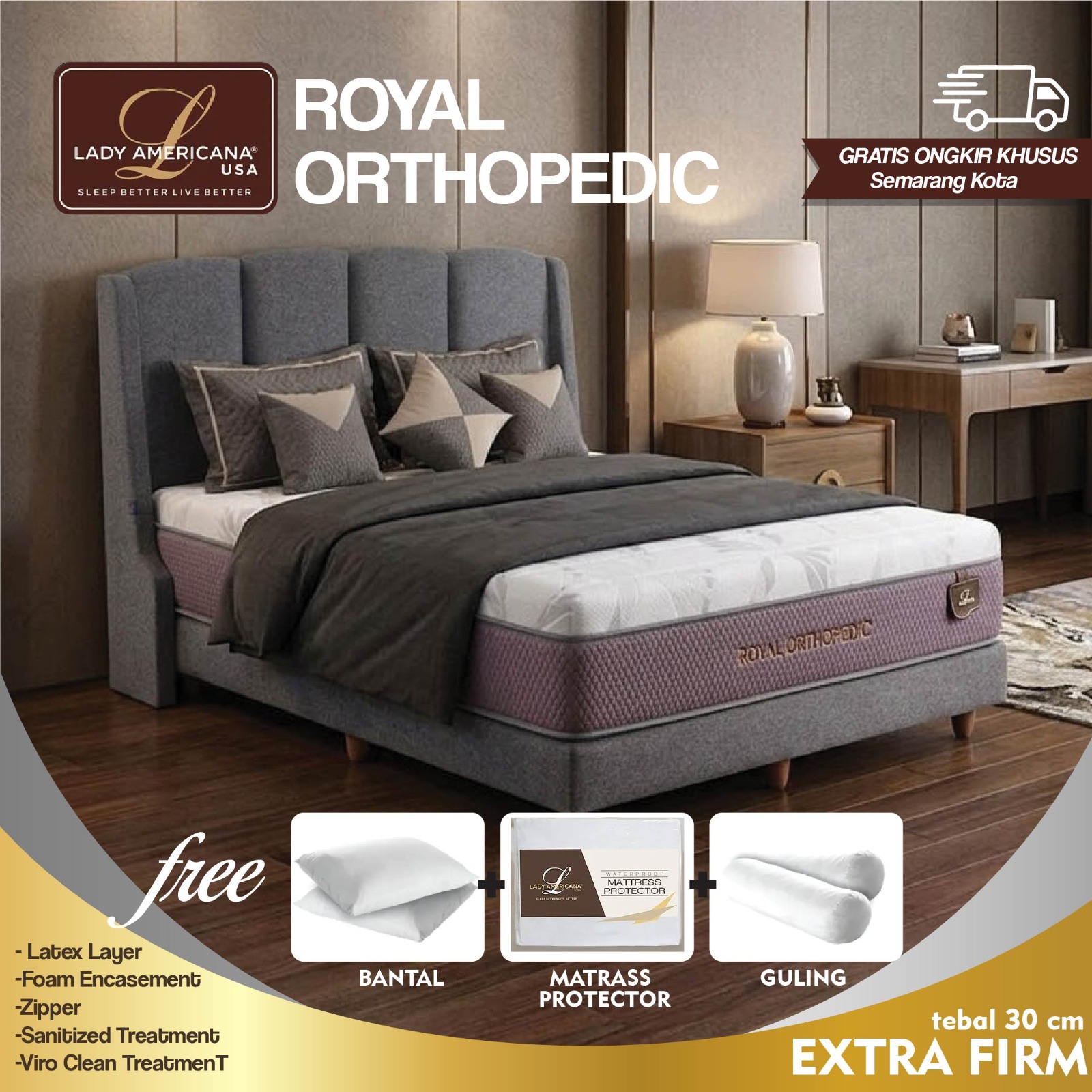 KASUR SPRINGBED LADY AMERICANA ROYAL ORTOPEDIC SET